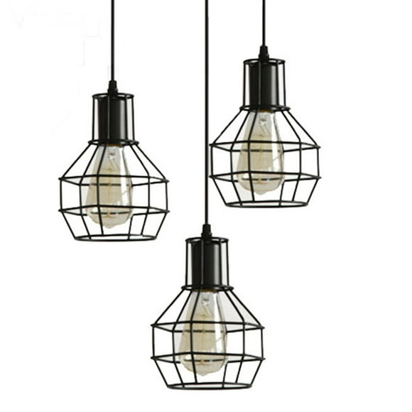Farmhouse Pendant Lights, E26 Bulb Sockets Hanging Lights with Rustic Design, Easy Installation, Suitable for Kitchen Island Lighting, Durable & Color Uniform Metal Cage
