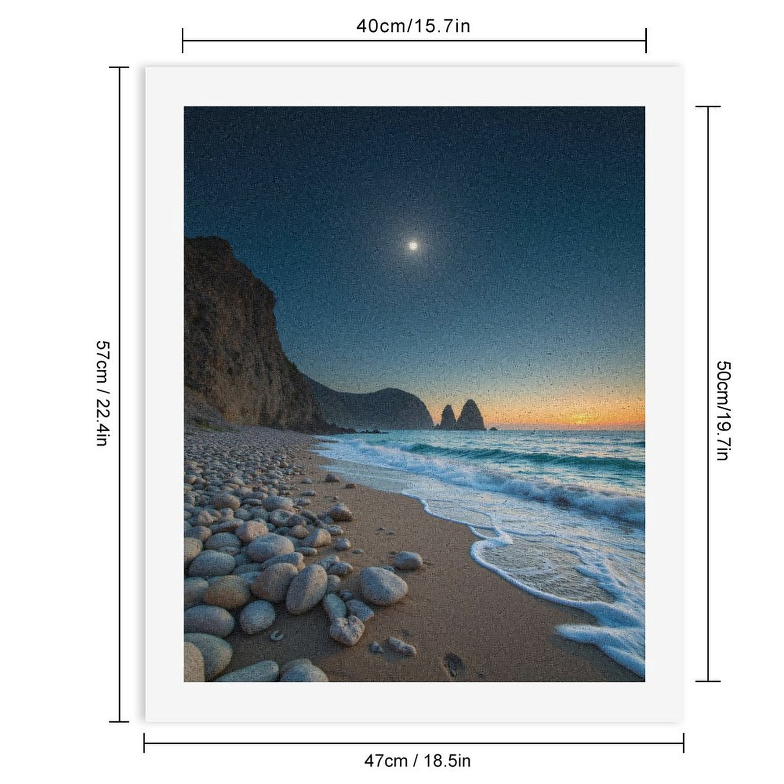 Paint by Numbers Kit for Adults, Moonlit Beach Sunset Waves Rocks Paint by Numbers, Easy Paint by Numbers Kit for Adults Beginner, DIY Adult Paint by Number Kits on Canvas, Home Decor