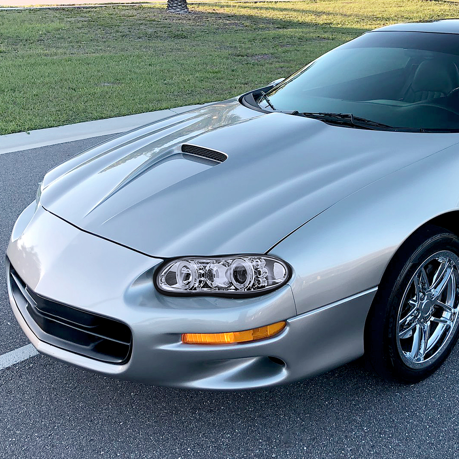 MOTORSPORTPLUS Chrome Headlight Assembly Set For 1998-2002 Chevrolet Camaro – Clear Lens, DOT