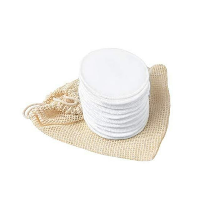 10PCS Reusable Cotton Rounds Makeup Remover Cotton Pads Reusable Facial Cleansing Rounds Toner Pads Makeup Wipes with Laundry Bag Bamboo Washable Facial Rounds