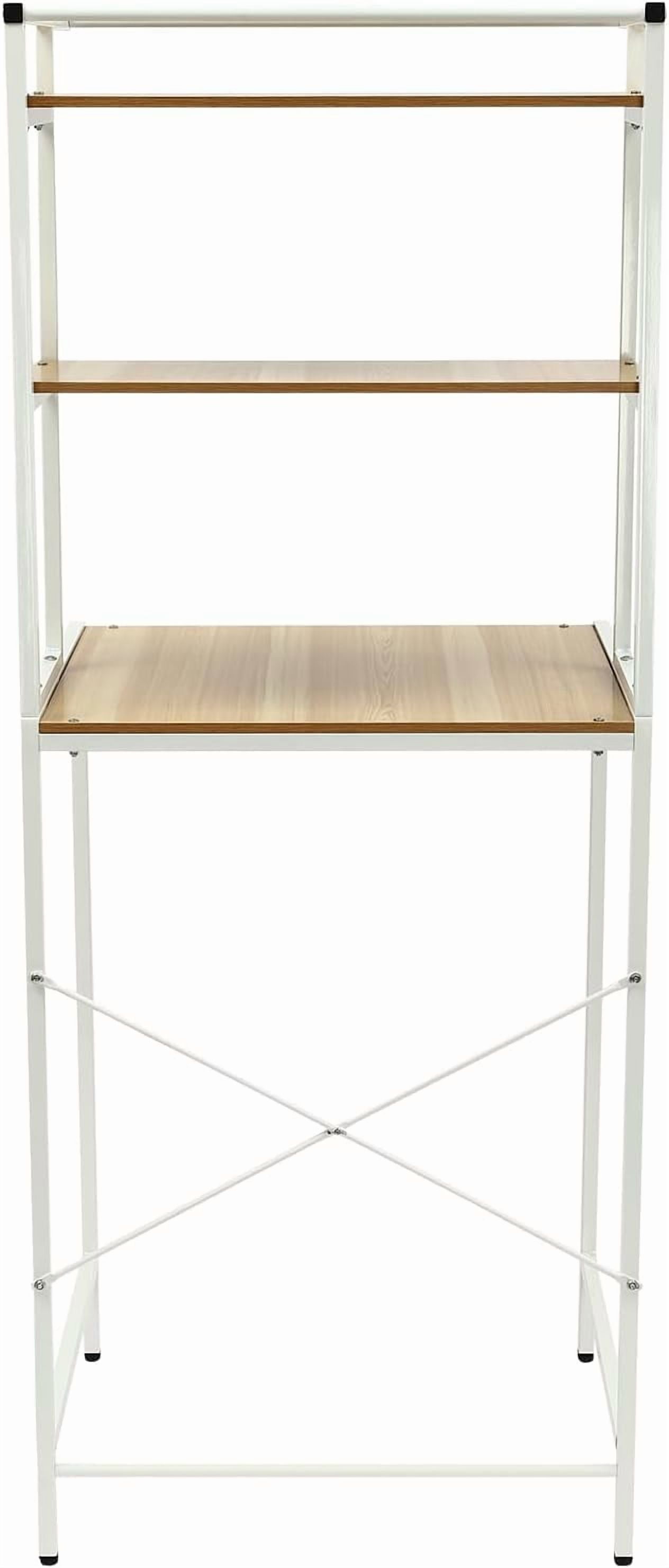 Miumaeov Over Washer Dryer Stacking Rack, Clothes Drying Rack Stand Over Washer, 2 Tier Adjustable Height Storage Shelving for Bathroom, Bedroom,Balcony