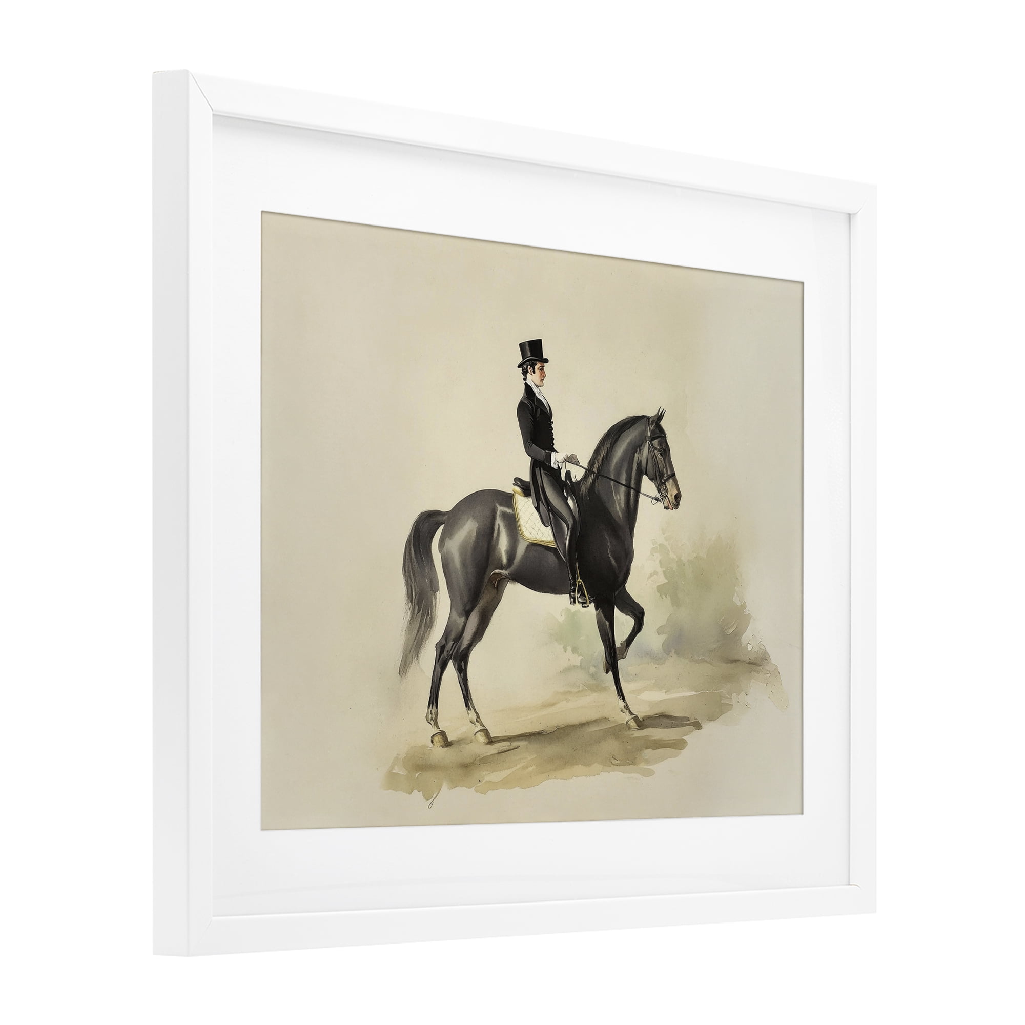 Stupell Industries Gentleman On A Horse White Framed Print Under Glass, design by Sisi and Seb