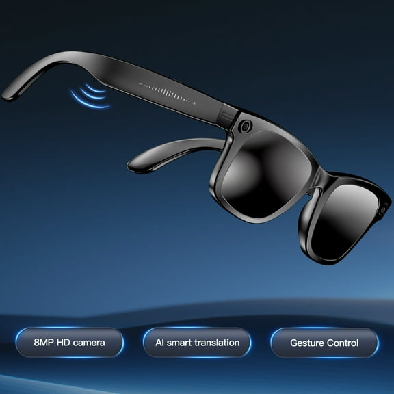 800W HD Anti-shake Photo & Video Camera Smart Glasses, AI Translation, Voice Assistant, AI Image Recognition, Recording, Noise Reduction Bluetooth Calls & Music, 270mAh UV Protection Sunglasses