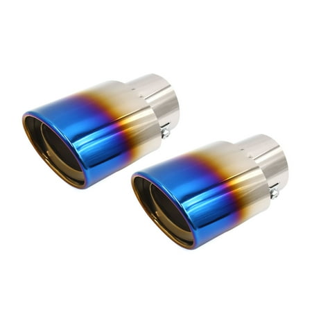 Metal Exhaust Grill - 2pcs Universal Grilled Blue Metal Car Rear Exhaust Muffler Tip Tail Throat Pipe