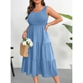 thumbnail image 3 of AURA Plus Size Summer Sleeveless Tank Dress for Women 2025 Smocked Casual Loose Sundress Flowy Beach Tiered Long Midi Dresses, 3 of 7