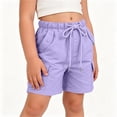 thumbnail image 4 of Aezemi Girls School Cargo Shorts, Bermuda Elastic Waist Straight Leg Hiking Outer Shorts, Lightweight Workout Summer Bottoms for Kids 5-6 Years, 4 of 8