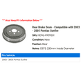 thumbnail image 2 of Rear Brake Drum - Compatible with 2003 - 2005 Pontiac Sunfire 2004, 2 of 2