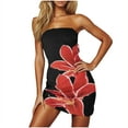 thumbnail image 5 of ZZwxWA Womens Sexy Strapless Floral Pattern Bodycon Tube Mini Dresses Summer Skinny Sleeveless Backless Bandeau Tube Dress, 5 of 6