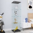 thumbnail image 3 of Lighted 4 Shelves Glass Cabinet Glass Display Cabinet with One Door, Black, 3 of 5