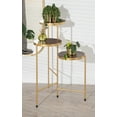 thumbnail image 4 of Kate and Laurel Fields Tri-Level Metal Plant Stand, Walnut Brown and Gold, Decorative Hinged Tray Stand Display, 4 of 6