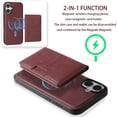 thumbnail image 5 of 2 In 1 Case for iPhone 16 with Kickstand, Detachable Magnetic PU Leather Wallet Case with Card Holder Slots Kickstand Protective Phone Cover Men Women for iPhone 16 - Winered, 5 of 6