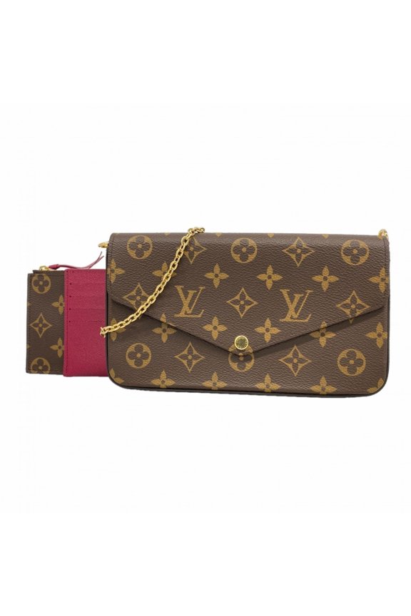 Pre-Owned Louis Vuitton Monogram Pochette Felicie Shoulder Wallet M81896 Fuchsia Women's