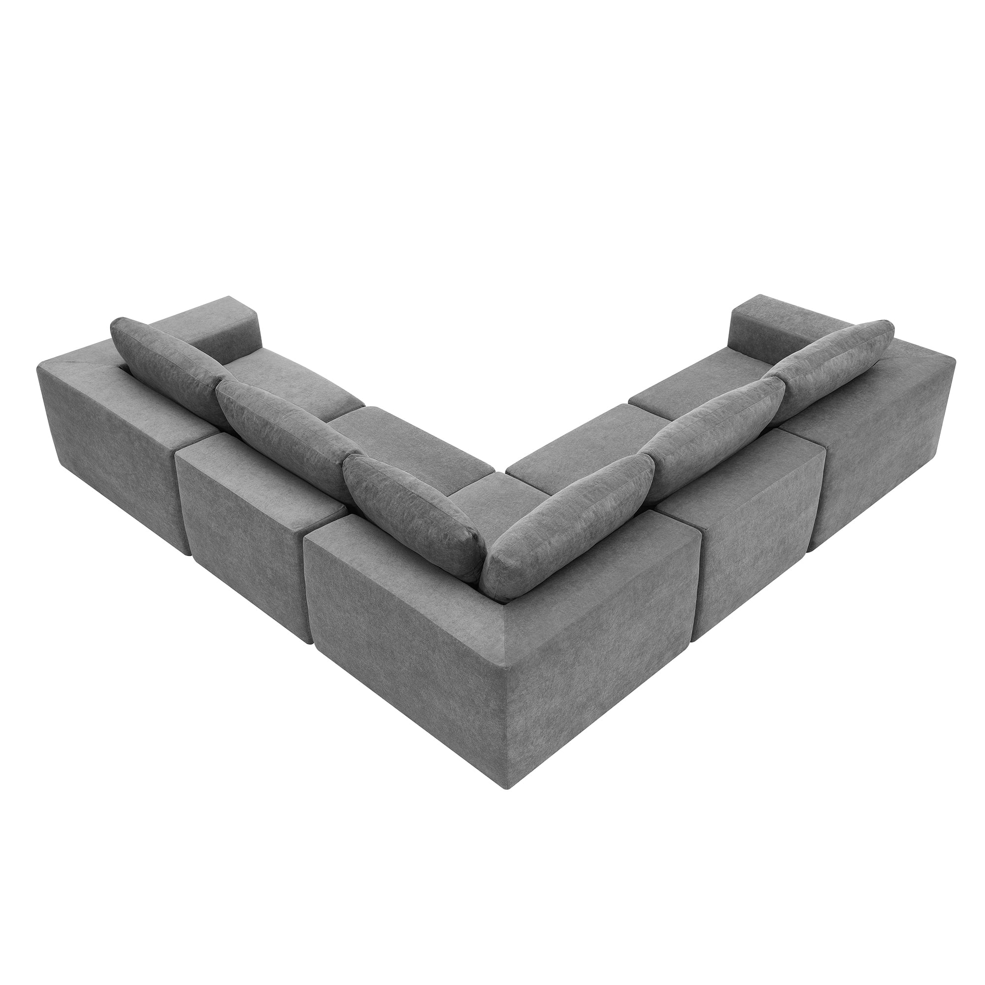 MAYEERTY 116x116" L-Shaped Modular Sectional Sofa - Luxury 5PC Free Combination Compressed Floor Couch for Living Room/Bedroom, 3 Colors