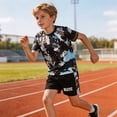 thumbnail image 2 of Bysome Boys Outfit Set Graphic Print Short Sleeve Crew Neck Tees With Shorts Athletic Set Breathable Boys Outfit Size 2-3 Years, 2 of 4