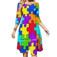 thumbnail image 1 of Puzzle Colorful Pattern Sweet Elegant Dress Women Korean Kawaii Square Collar Dress Puzzle Colorful Color Pattern, 1 of 5