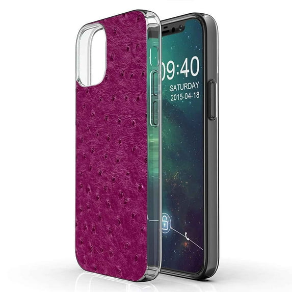 TalkingCase Slim Phone Case Compatible for Apple iPhone 12 Pro MAX, Purple Ostrich Print, Lightweight,Flexible,Soft, USA