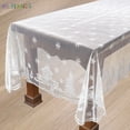 thumbnail image 5 of BadPiggies Christmas Rectangle Tablecloth White Lace Table Cover Snowflake Elk Printed for Wedding Holiday Room Decor 60" x 102", 5 of 7