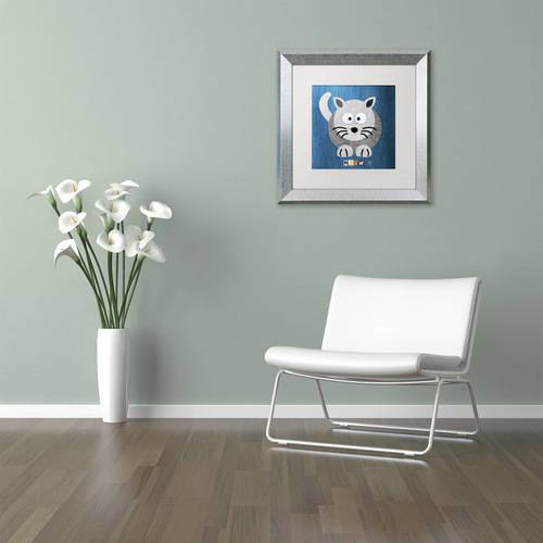 Trademark Fine Art 'Meow The Cat' Canvas Art by Design Turnpike, White Matte, Silver Frame