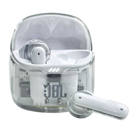 Restored JBL Tune Flex - True Wireless with Active Noise Cancelling In-Ear Earbuds - Ghost Edition White (Refurbished)