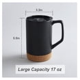 thumbnail image 2 of Ceramic Coffee Mug Set, 17 OZ Matte Black Mugs with Cork Base & Lid - Large Handle Coffee Cups for Coffee, Tea, Hot Chocolate - Gift for Men & Women, 2 of 6