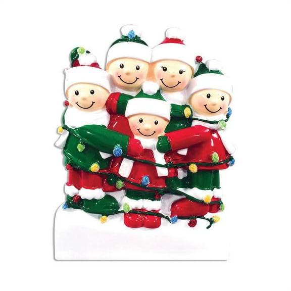 Family Series Tangled in Lights Family of 5 Personalized Christmas Ornament DO-IT-YOURSELF