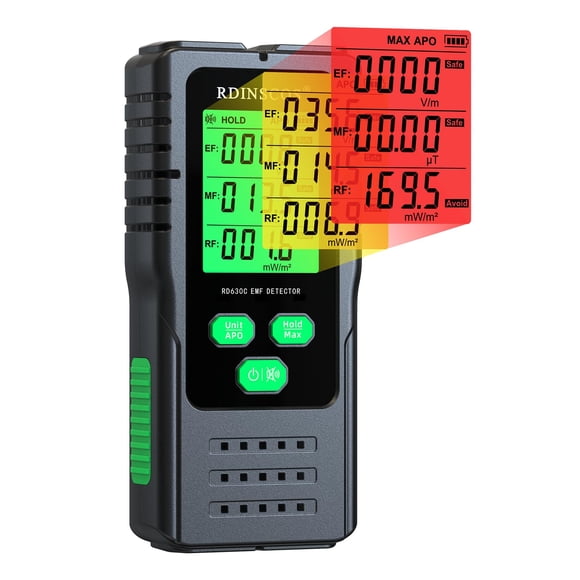 Détecteur EMF â?? Compteur de Rayons Électromagnétiques 3-en-1 pour Champs Magnétiques AC, Électriques AC & Micro-Ondes â?? Lecteur EMF Portatif pour Maison, Bureau &