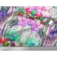 thumbnail image 2 of Soimoi Silk Fabric Leaves & Tropical Flower Printed Craft Fabric by The Yard 42 Inch Wide, 2 of 3