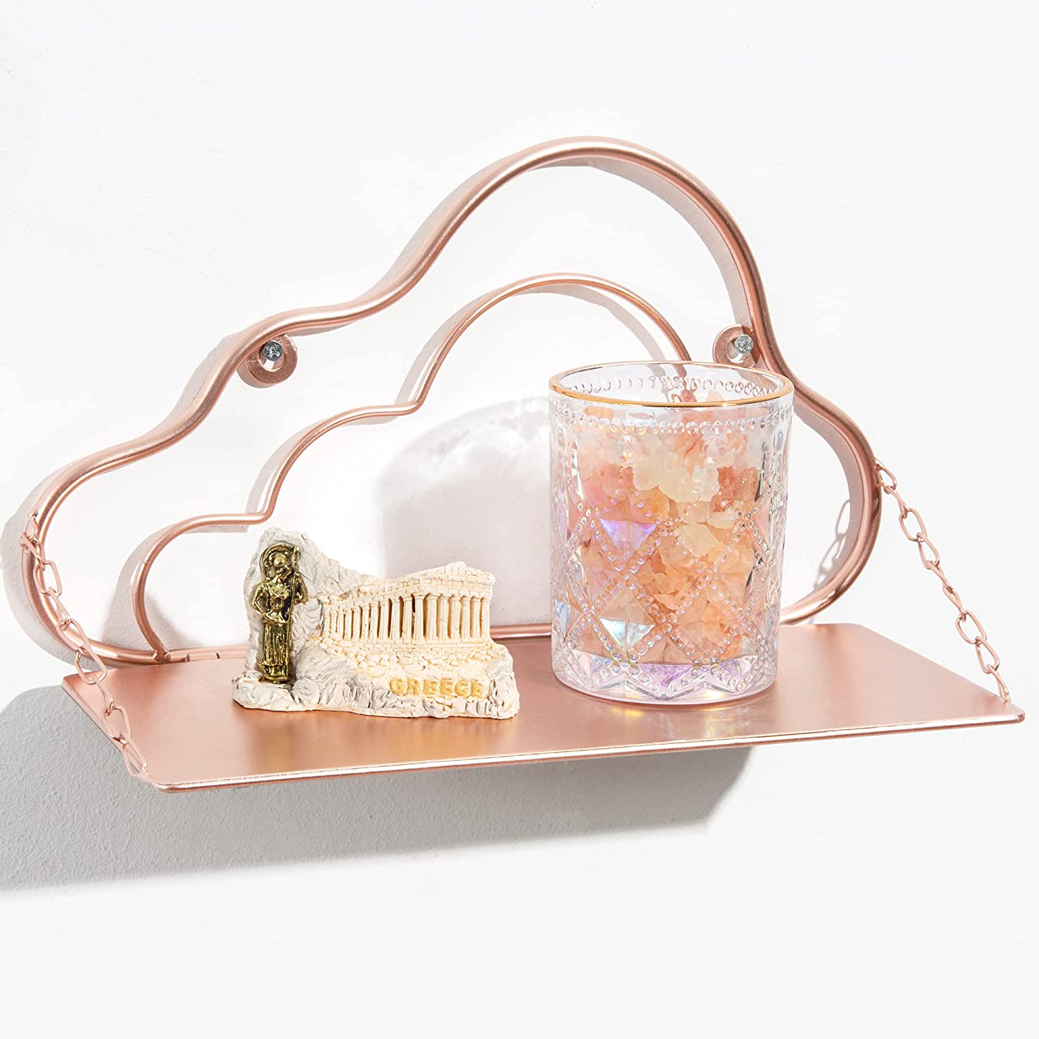 Afuly Floating Shelves Rose Gold Double Layer Cloud Shape Design