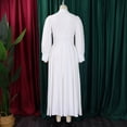 thumbnail image 5 of AURA Women’s Shirt Dress Turn Down Collar Puff Sleeve Long Sleeve Solid Color S XXXL, 5 of 7