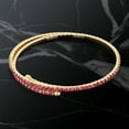 thumbnail image 3 of X & O Women's Double Row 14K Yellow Gold Plated Flex Bangle with Fuchsia Crystals, 3 of 4