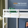 thumbnail image 6 of VINGLI Loft Bed with Desk, Wood Bunk Bed Twin Size with RGB LED for Adults, 2 Charging Station on High Guardrail and Desk,Wood Slat Support, White, 6 of 9