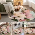 thumbnail image 5 of Round Rugs 5Ft, Pink Spring Floral Round Area Rug Washable Indoor Throw Carpet, Vintage Flowers Retro Botanical Soft Non Slip Circle Rug for Cabinet Bathroom Home Decor Aesthetic, 5 of 8