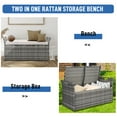 thumbnail image 4 of Patio Deck Box, Wicker Outdoor Storage Bench w/Cushion, PE Rattan Patio Storage Furniture with Iron Frame, Cushioned Storage Footstool for Indoor, 4 of 11