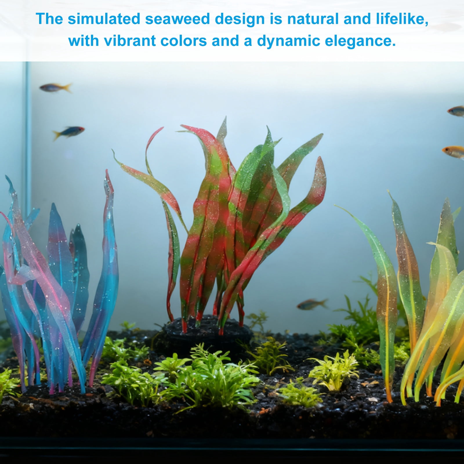 Uxcell Aquarium Decoration, 7"/10"/17" Plastic Fish Tank Plants Artificial Silicone Glowing Kelp Aquarium Plants Ornament, (Pink, 3 Pcs), Intended for Tall Fish Tank Decor / Landscaping