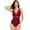 Wine Red, variant on XBASW Women's One Piece Swimsuits Mesh Bathing Suits V Neck Slimming Adjustable Strap Swimwear S-XXL