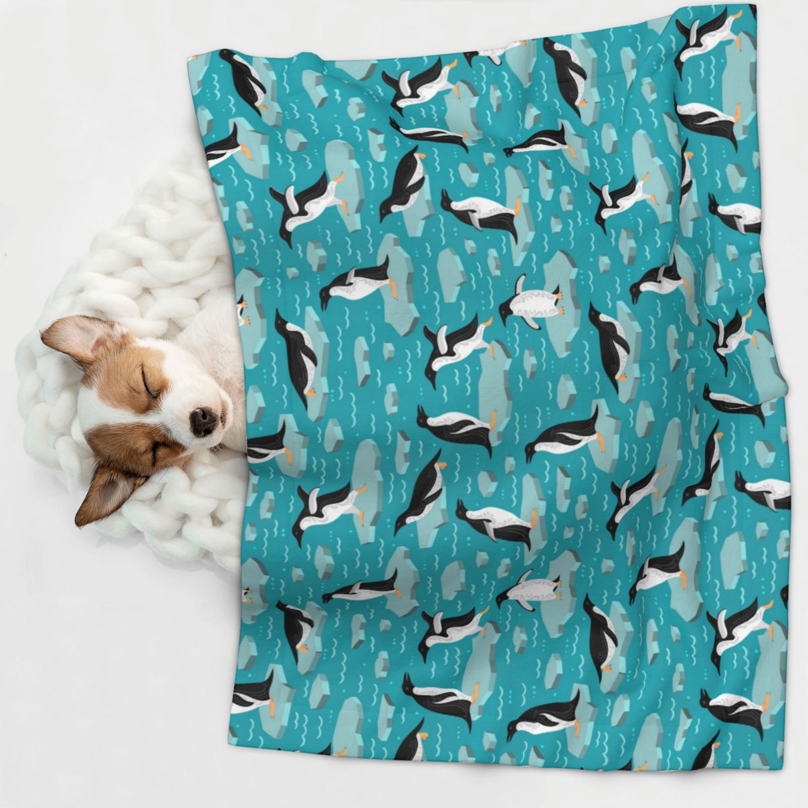 Naloa Penguins On The Ice In The Sea Dog Blanket, 3 Sizes Cat Blanket for Indoor Cats Large Medium Small Dog Gifts-Small