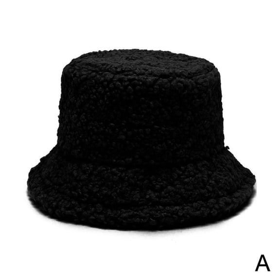 Winter Fuzzy Bucket Hats for Women, Warm Fluffy Plush Bucket Hat Fisherman for Women Men, Solid Color