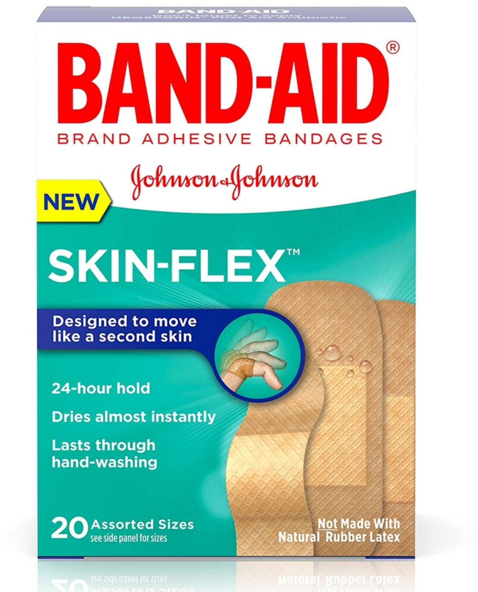 BAND-AID Skin-Flex Adhesive Bandages, Assorted Sizes 20 ea (Pack of 2)