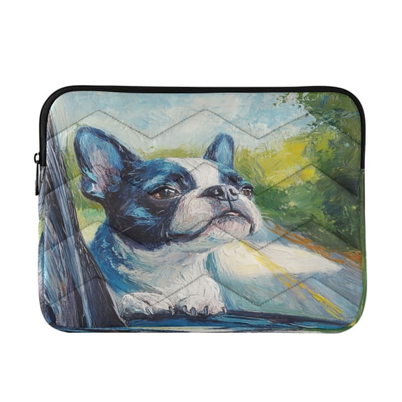 WOBOGO Lovely Boston Terrier Laptop Sleeve 13.4 inch Lightweight Zipper Design Soft Padded Protection Against Scratches and Impacts