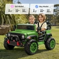 thumbnail image 3 of Hikiddo 2-Seater Ride on Car Truck, 24V 4WD Ride on Toy Electric Car for Kids Boys w/Remote, Bluetooth - Green, 3 of 10