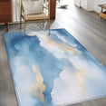 thumbnail image 2 of Abstract Marble Texture Washable Area Rug 4x6 111 Golden Blue Gradient Low-Profile Large Area Rugs with Non Slip Backing Indoor Floor Carpet for Entrance Living Room Bedroom Home Office, 2 of 9