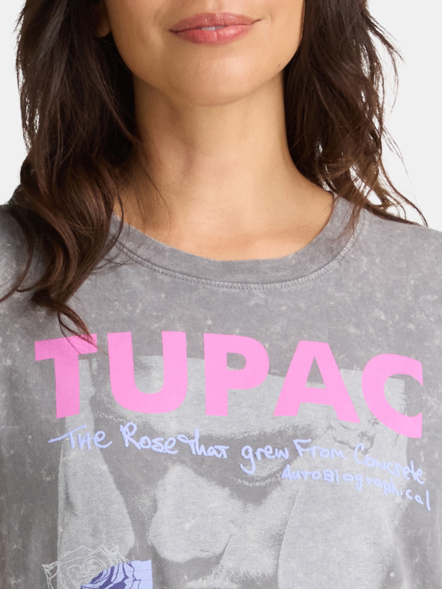 Tupac Women's Graphic Tee with Short Sleeves, Sizes XXS-XXL
