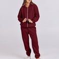 thumbnail image 4 of Womens Tracksuit Zip Up Hoodie Sweatsuits 2 Piece Outfits Jogger Pant Sets with Pockets Baggy Sweatshirt Sportswear (3XL, Wine 01), 4 of 7