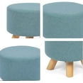 thumbnail image 4 of Homebeez Round Fabric Padded Ottoman Foot Rest Stool Wood Sofa Change Shoes Stool,Blue, 4 of 7