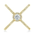 thumbnail image 2 of Gem Stone King 1.42 Ct Round White Topaz 18K Yellow Gold Plated Silver Criss Cross X Ring (Size 6), 2 of 5