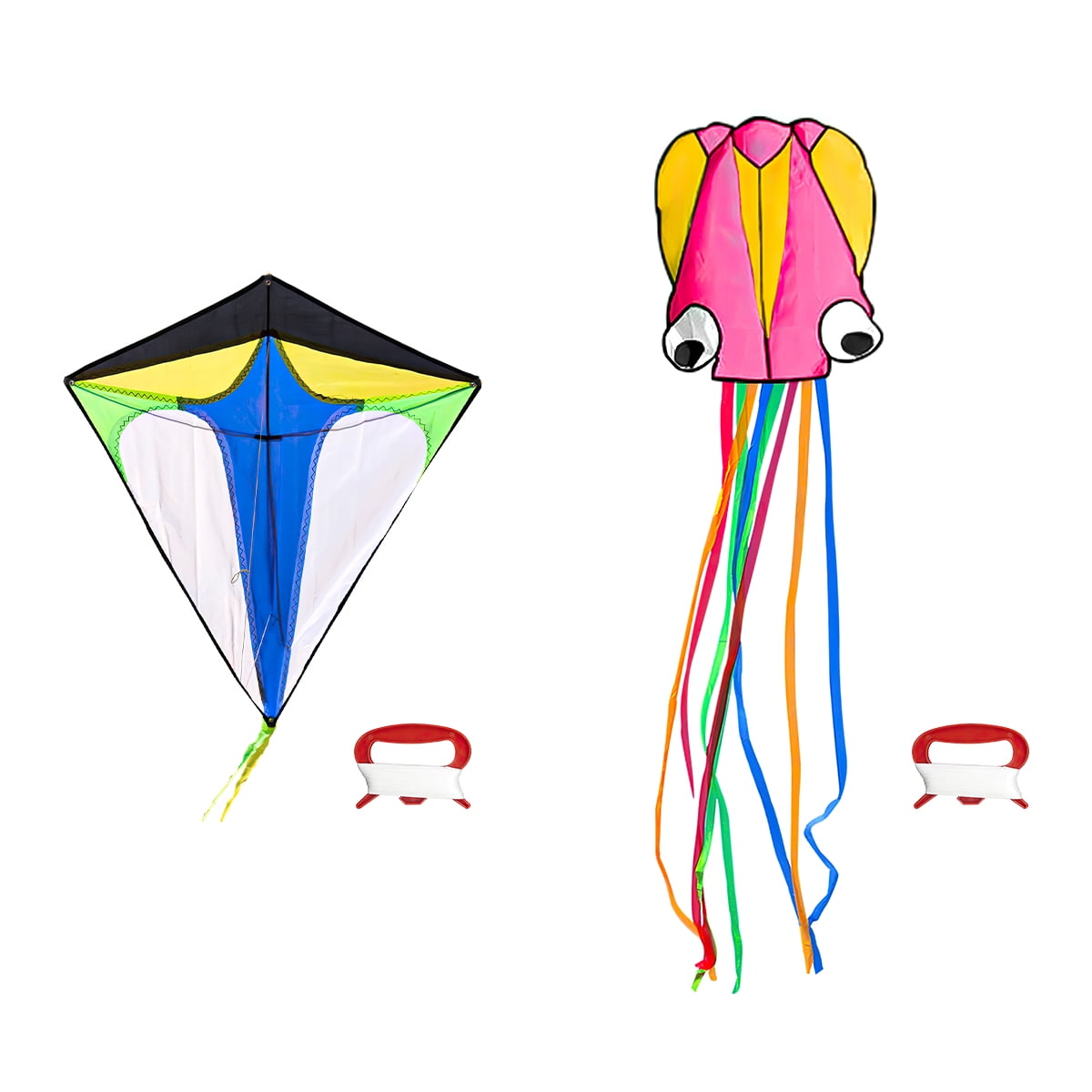 Kepooman Large Pink Octopus Kite & Colorblock Diamond Kite with Tail & Lines, 2 Pack Easy Flyer Kites for Family Outdoor Game Activities Kepooman Large Pink Octopus Kite & Colorblock Diamond Kite with Tail & Lines, 2 Pack Easy Flyer Kites for Family Outdoor Game Activities