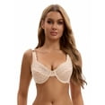 thumbnail image 5 of Unique Bargains Women's Lace Underwire Push Up Soft Cup Bras Beige 42 E, 5 of 6