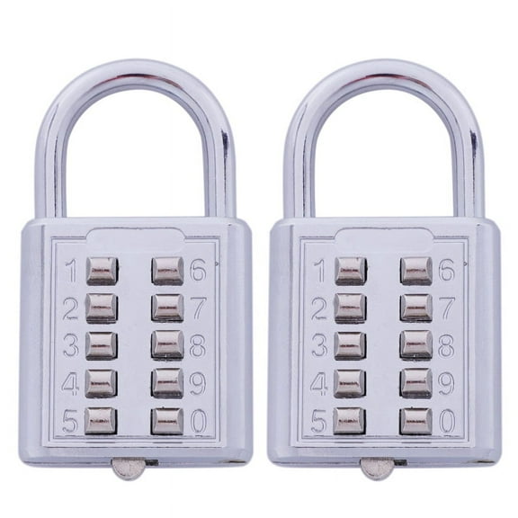 2X Anti-Theft Button Combination Padlock Digit Push Password Lock Zinc Alloy Security Lock Suitcase Luggage Coded Lock,2 x Password Lock,Silver