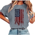 thumbnail image 5 of Levmjia Womens Top Fashion Printed T-Shirt Short Sleeve Round Neck Casual Independence Day Comfortable Blouse Vacation Daily Wear, 5 of 5