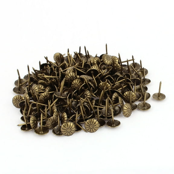 Unique Bargains 7/16-inch Dia Chrysanthemum Nail Pushpin Upholstery Tack Bronze Tone 200pcs